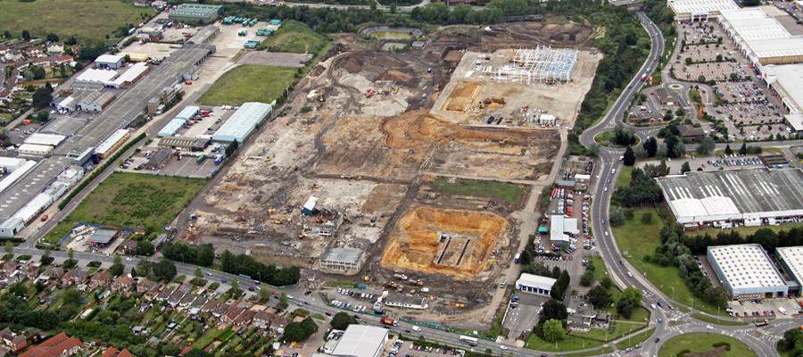 Futura Park Development, Ipswich - birdseye view of site