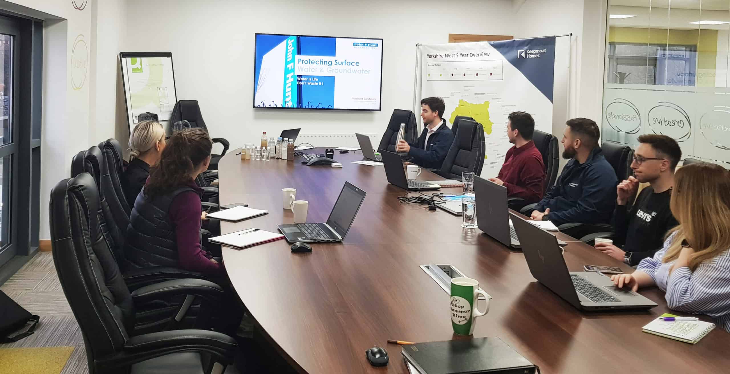 water tech inhouse training 2020 - staff sitting watching presentation