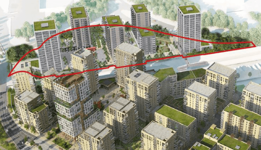 Kidbrooke Station Square - Artist impression inc surrounds