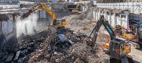 132-142 Hampstead Road - excavators on site in use during demolition