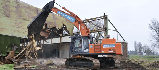 RAF Syerston - excavator in use during demolition