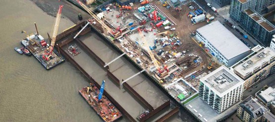 Tideway Tunnel Chambers Wharf - aerial shot of site