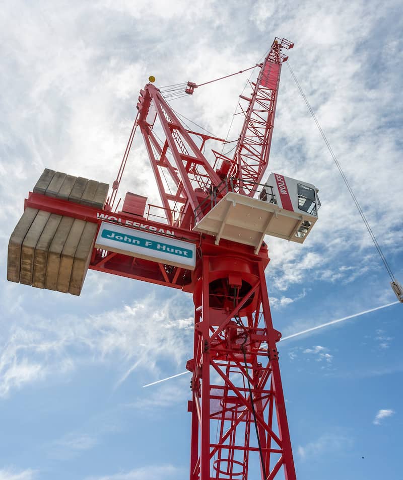 Vauxhall Bridge Road May 2021 - view of Woleekran crane from below