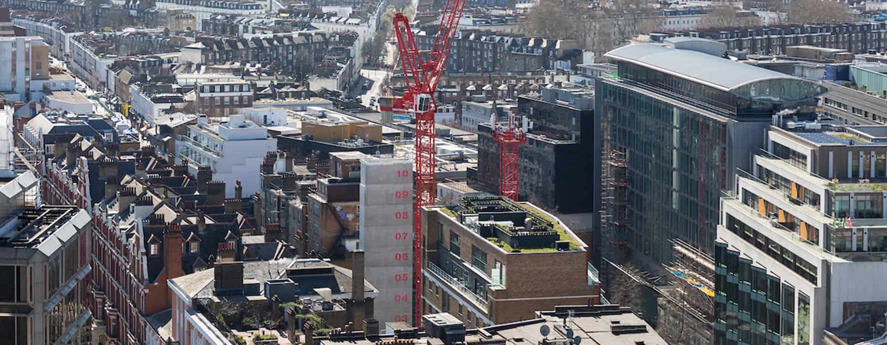 JFHunt Demo H John F Hunt site - drone shot of Vauxhall Bridge Road