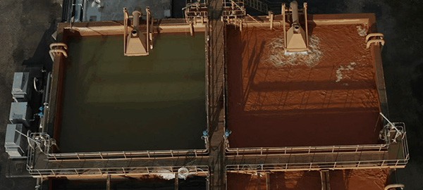 Wheal Jane - drone image above water tanks