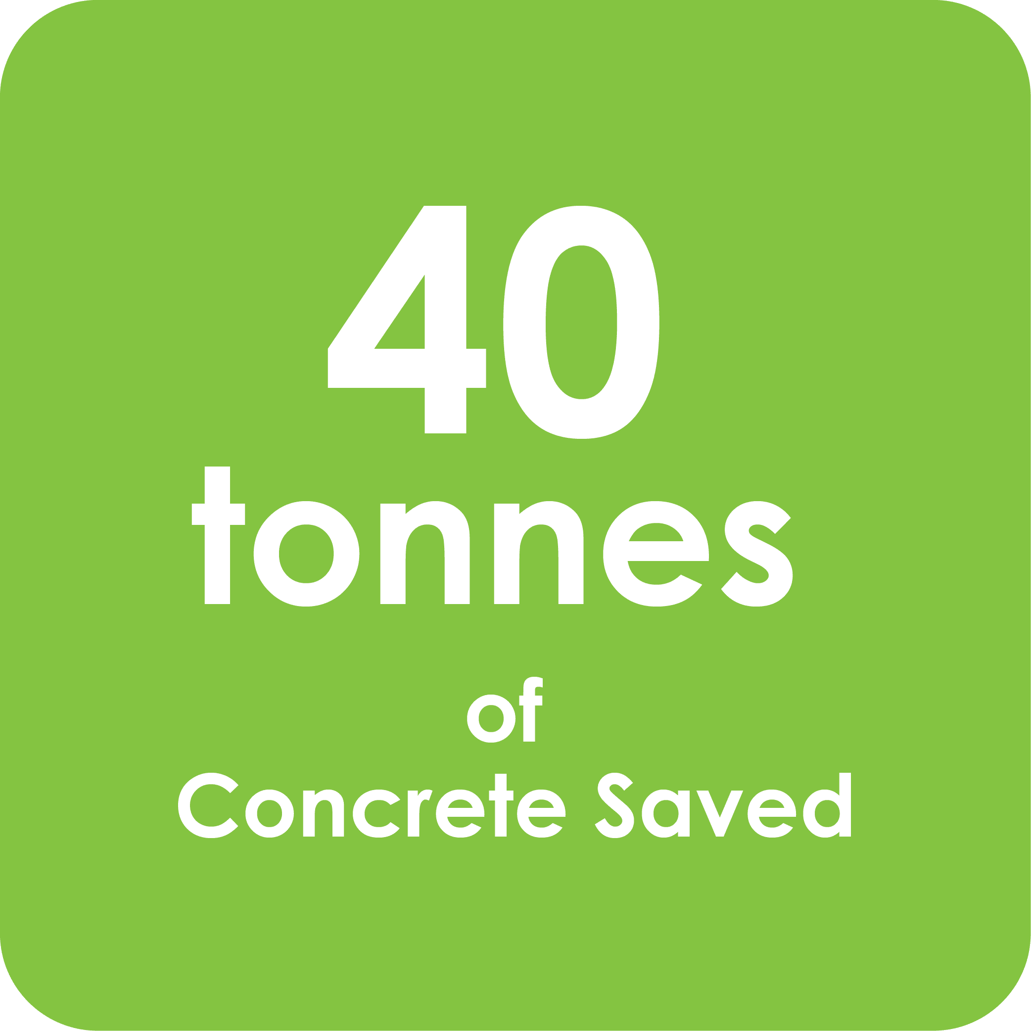 40 tonnes of concrete saved 40 tonnes of concrete saved